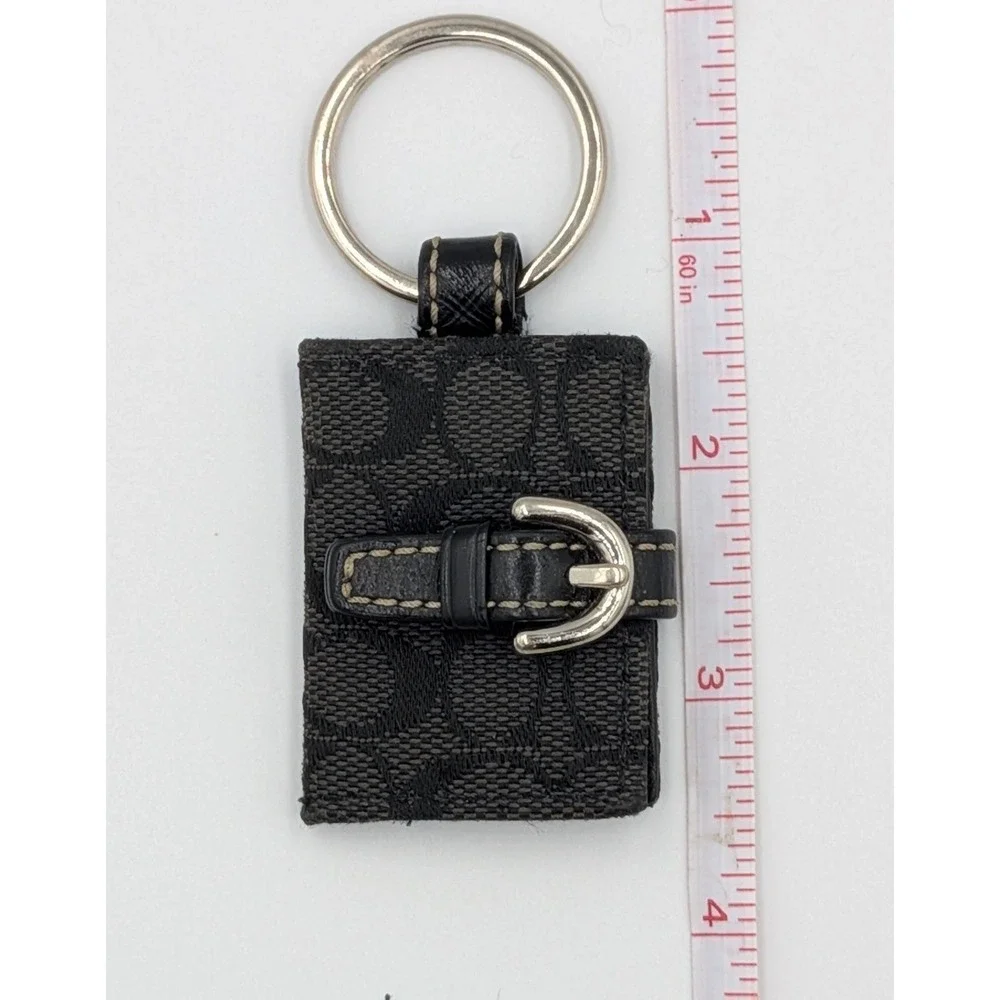 Coach Picture Frame Charm Keychain Black Grey Signature Canvas Vintage Mini Y2K